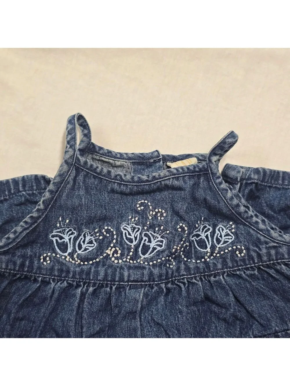 Vintage Y2K Baby Girl Clothes Gap Denim Dungarees Jean Overalls Romper 6-12 m